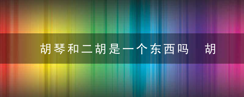胡琴和二胡是一个东西吗 胡琴是不是二胡